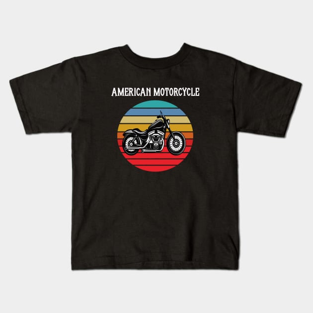 Motorcycle Vintage Sunset Kids T-Shirt by JeffDesign